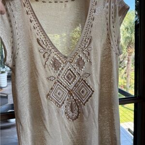 Calypso St. Barth Beige Embroidered Blouse